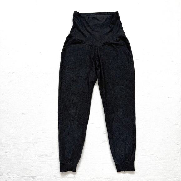 Beyond Yoga Beyond The Bump High Rise Maternity Joggers Heather Black, Size XS - Picture 1 of 5